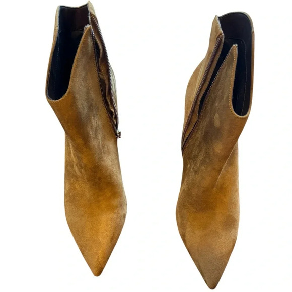 Marc Fisher Womens Cognac Brown Faux Suede Pointed Toe Ankle Boots BHFO 9787 - Picture 5 of 9